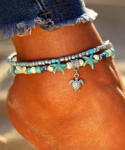 Handmade Sea Star Turtle Anklet