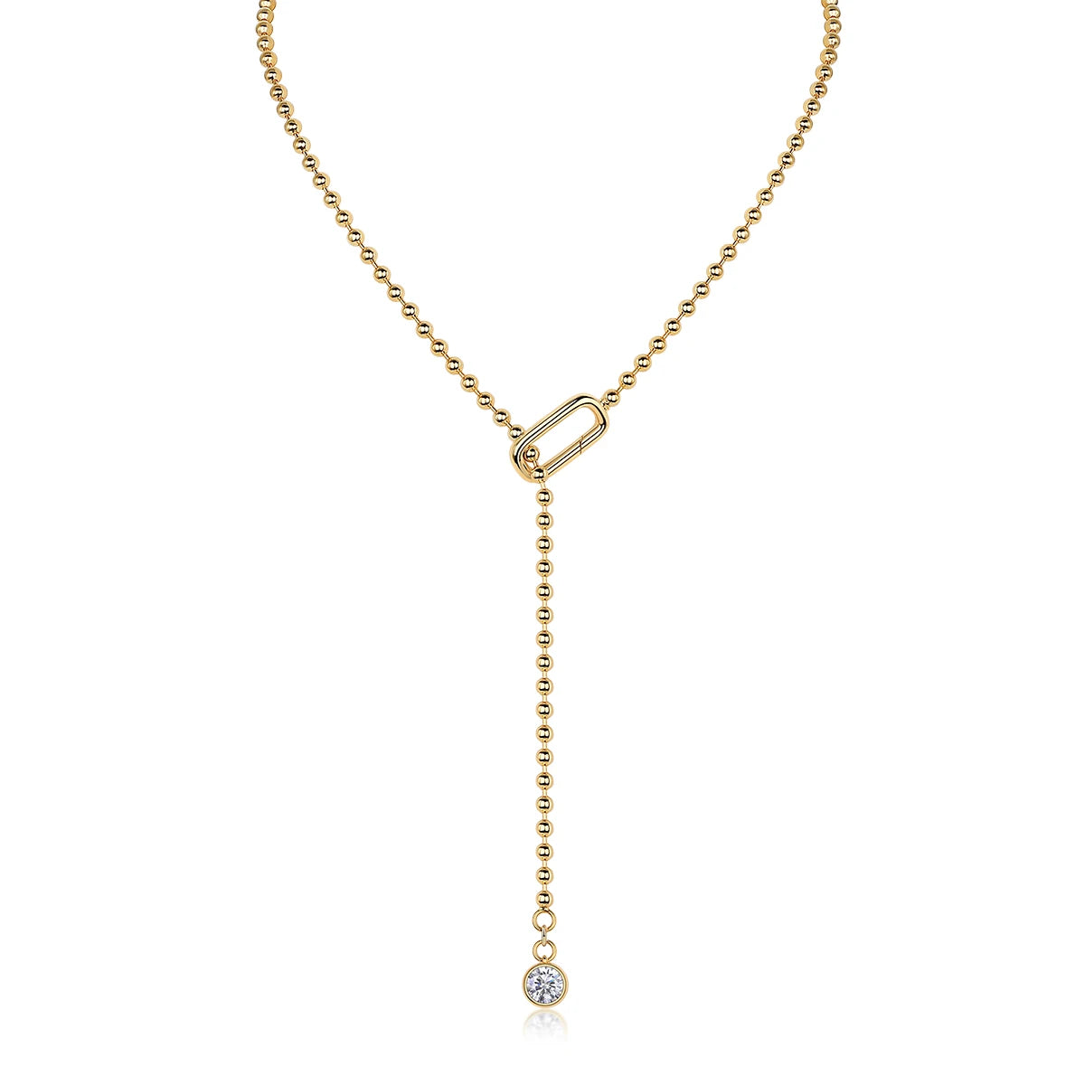Moissanite Y-Shape Necklace, S925 Silver, 18K Gold Plated