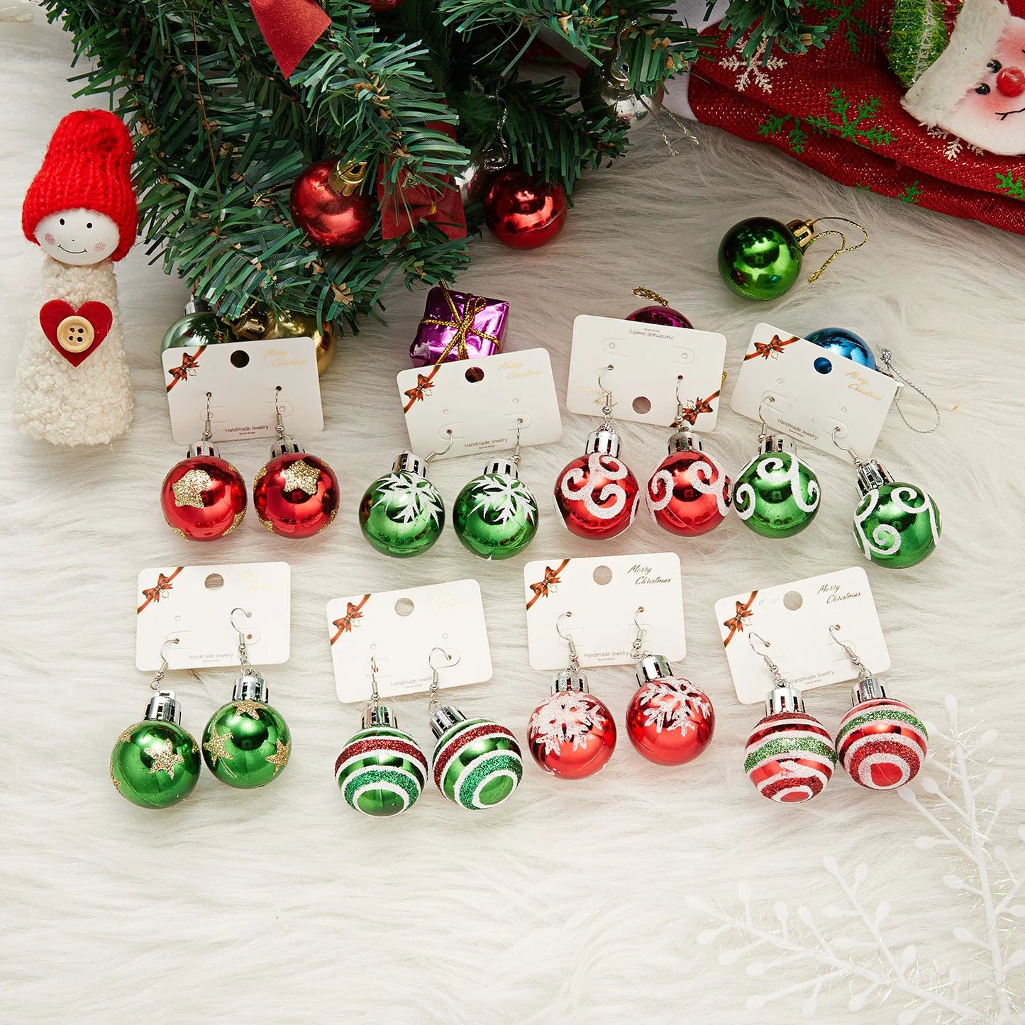 Christmas Colorful Light Bulb Ball Shaped Drop Earrings