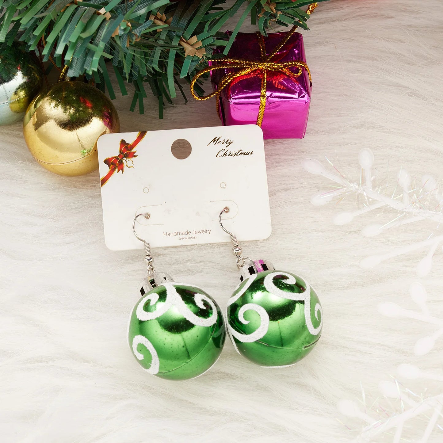 Christmas Colorful Light Bulb Ball Shaped Drop Earrings