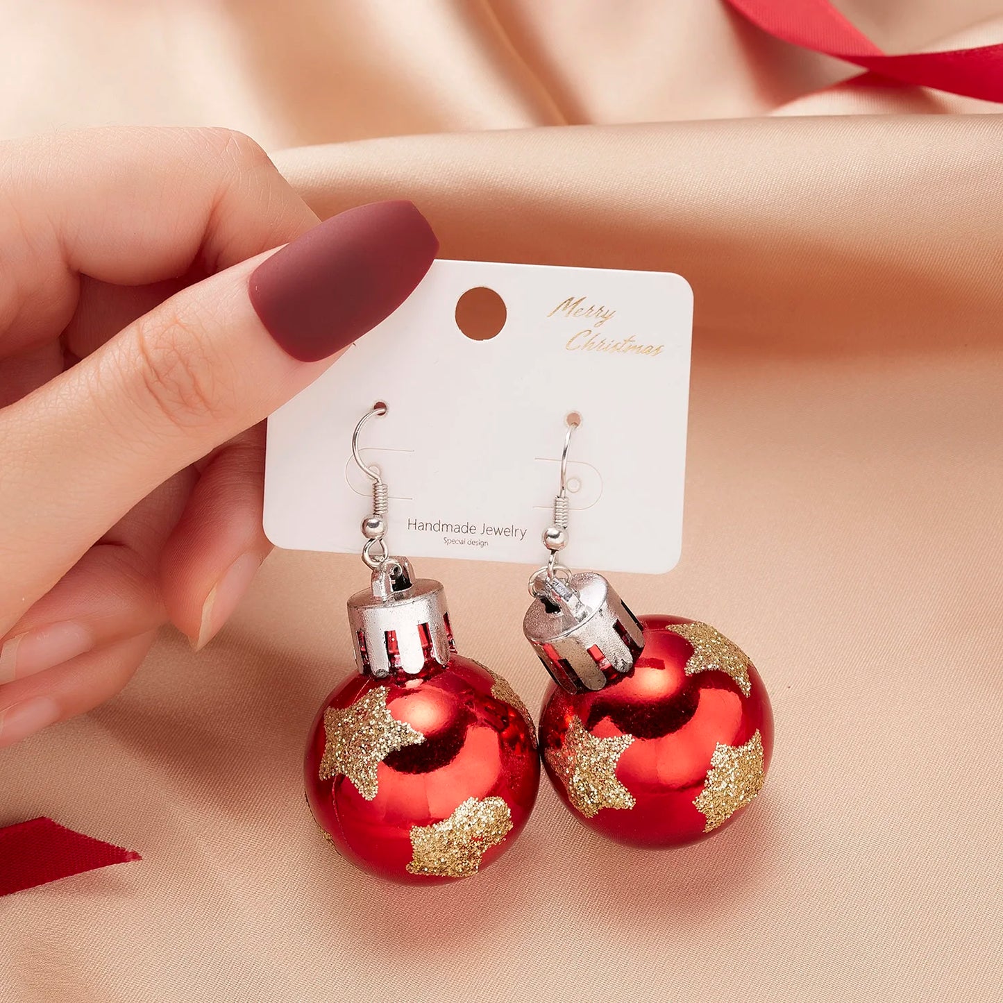 Christmas Colorful Light Bulb Ball Shaped Drop Earrings