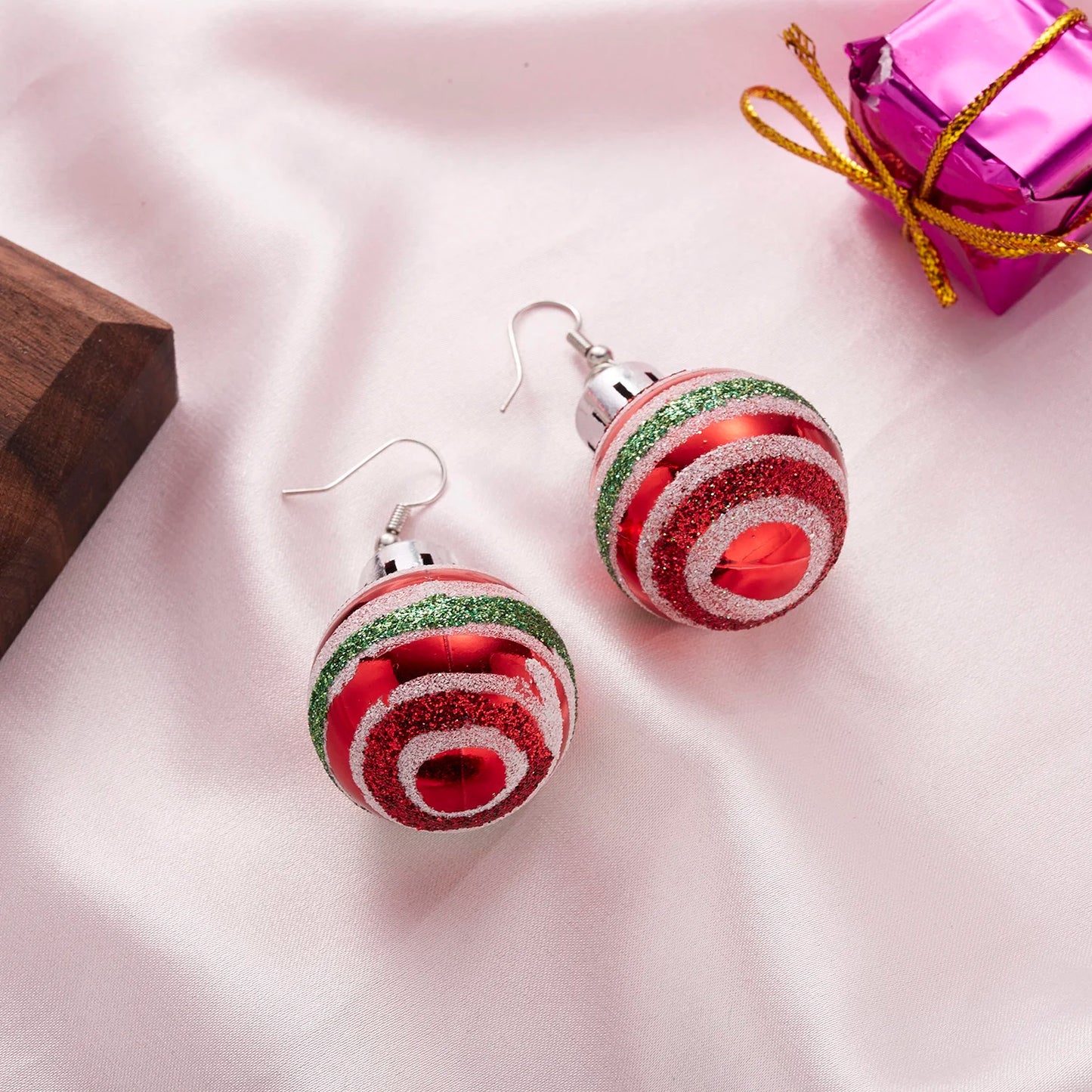 Christmas Colorful Light Bulb Ball Shaped Drop Earrings