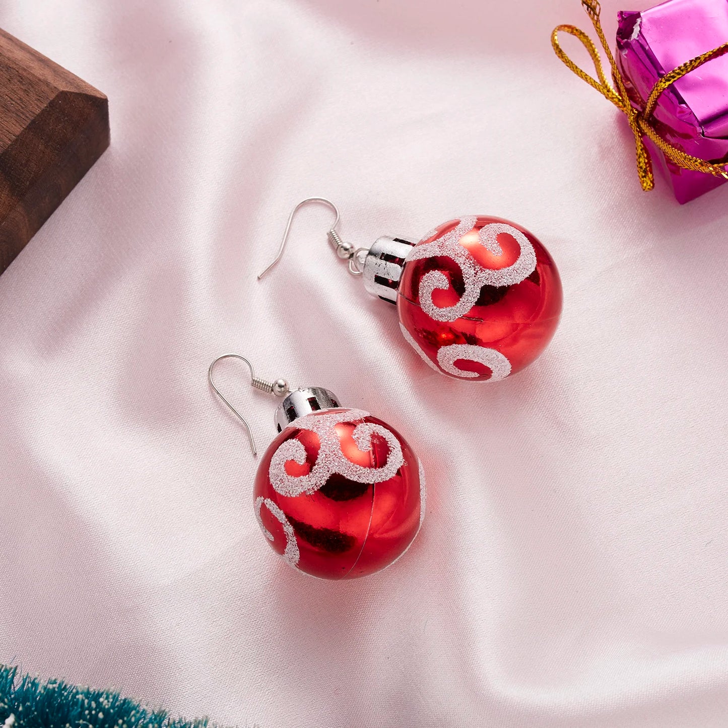 Christmas Colorful Light Bulb Ball Shaped Drop Earrings