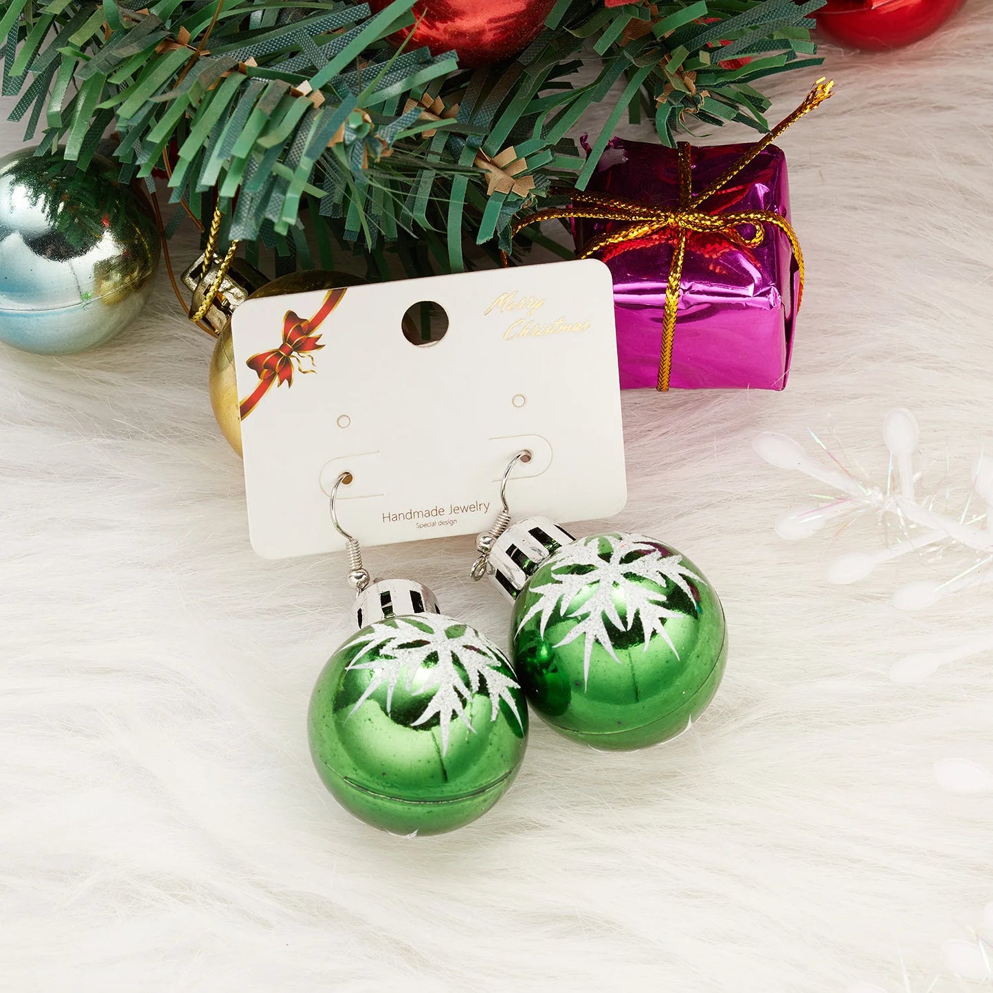 Christmas Colorful Light Bulb Ball Shaped Drop Earrings