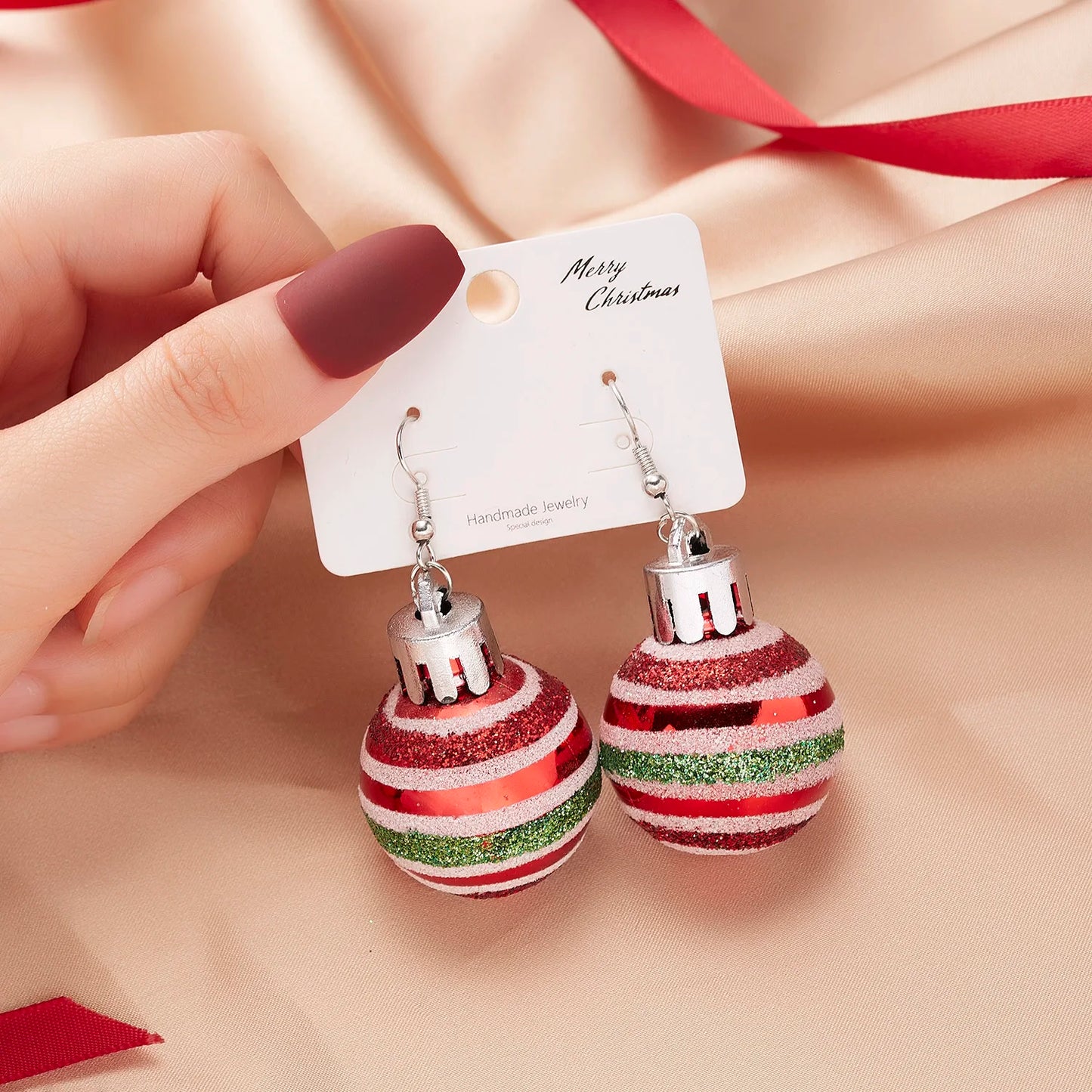 Christmas Colorful Light Bulb Ball Shaped Drop Earrings