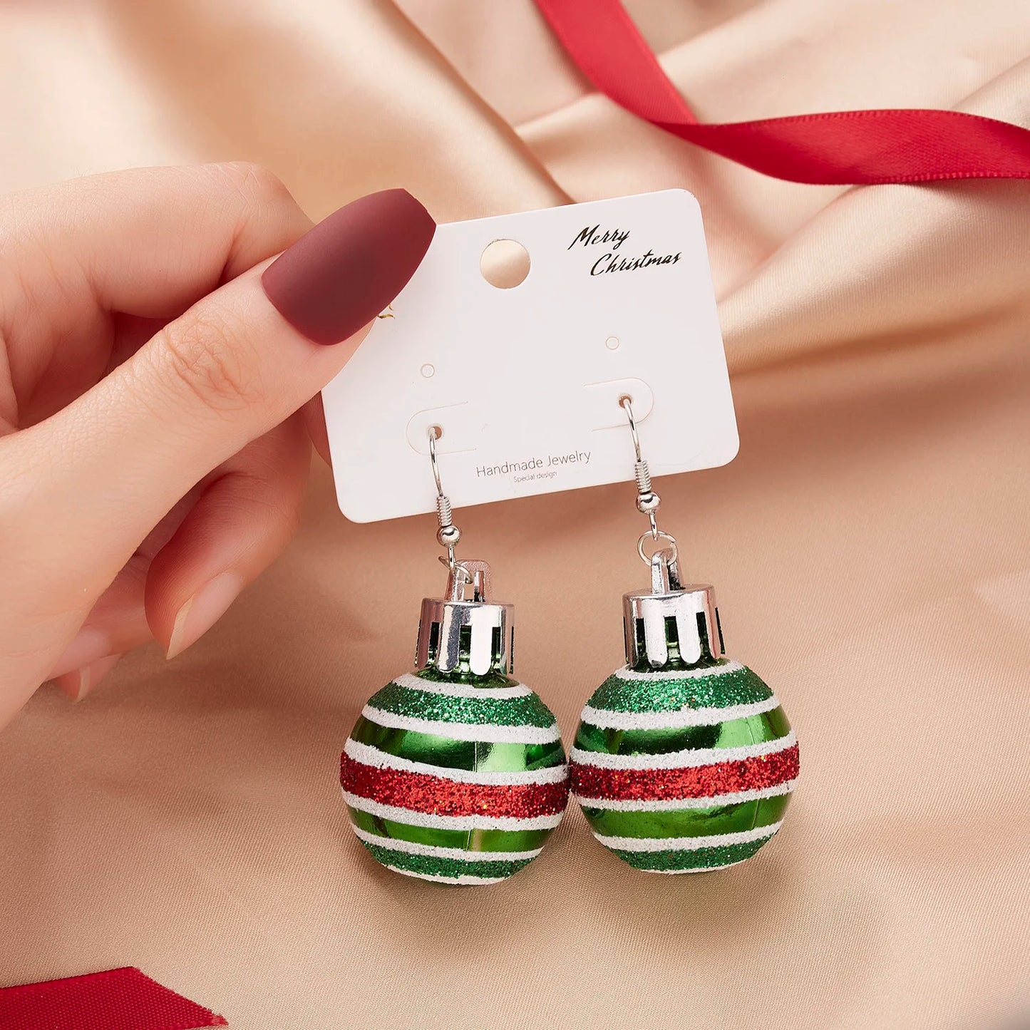 Christmas Colorful Light Bulb Ball Shaped Drop Earrings