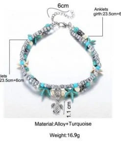 Handmade Sea Star Turtle Anklet