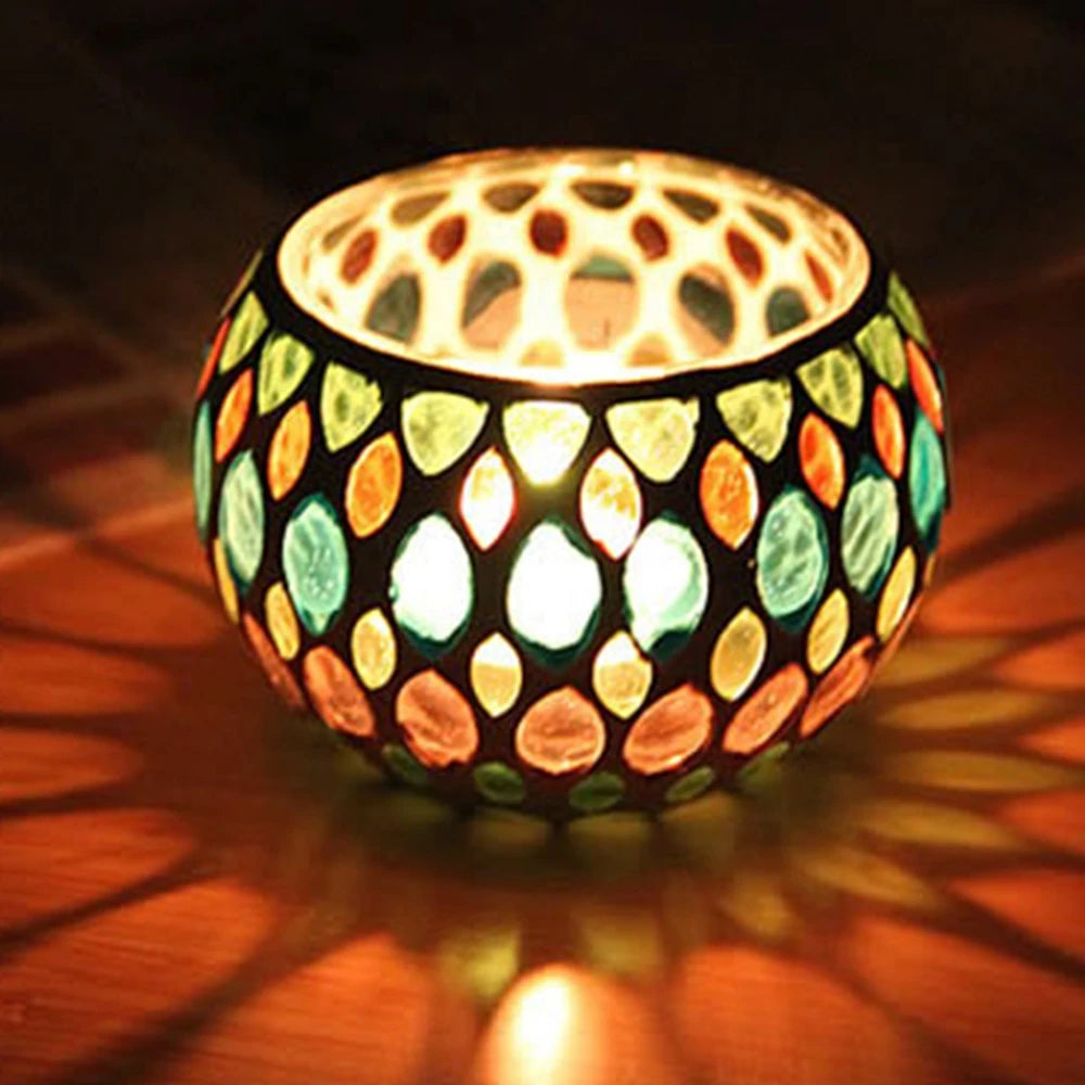 Majorelle Mosaic Glass Candle Holder