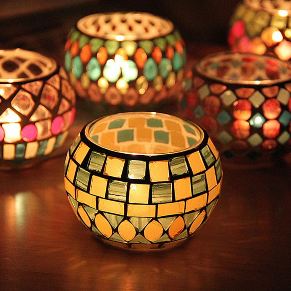 Majorelle Mosaic Glass Candle Holder