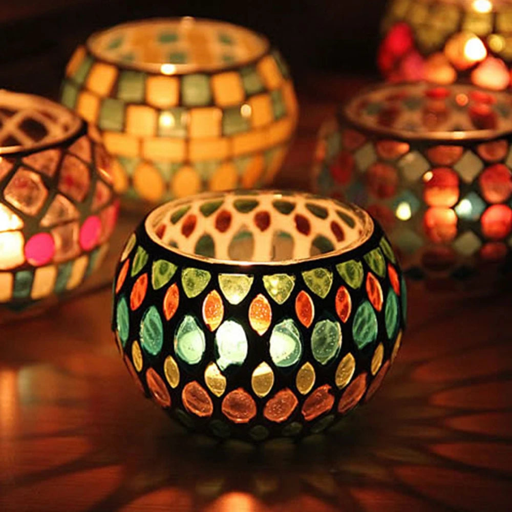 Majorelle Mosaic Glass Candle Holder
