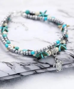 Handmade Sea Star Turtle Anklet