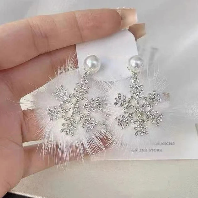 Glitter Snowflake Dangle Earrings