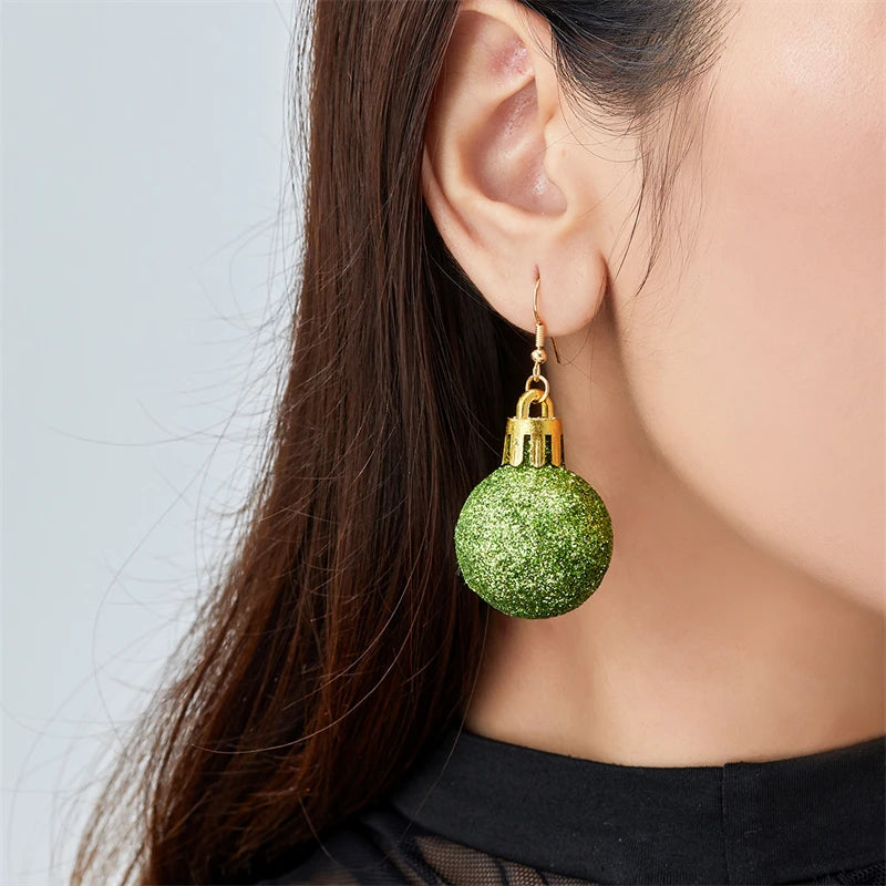 Christmas Colorful Light Bulb Ball Shaped Drop Earrings