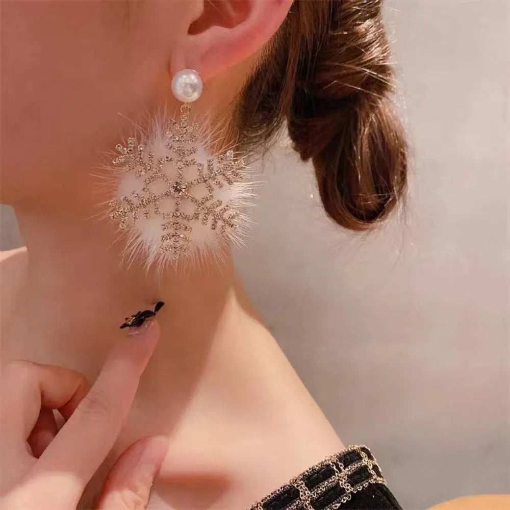 Glitter Snowflake Dangle Earrings