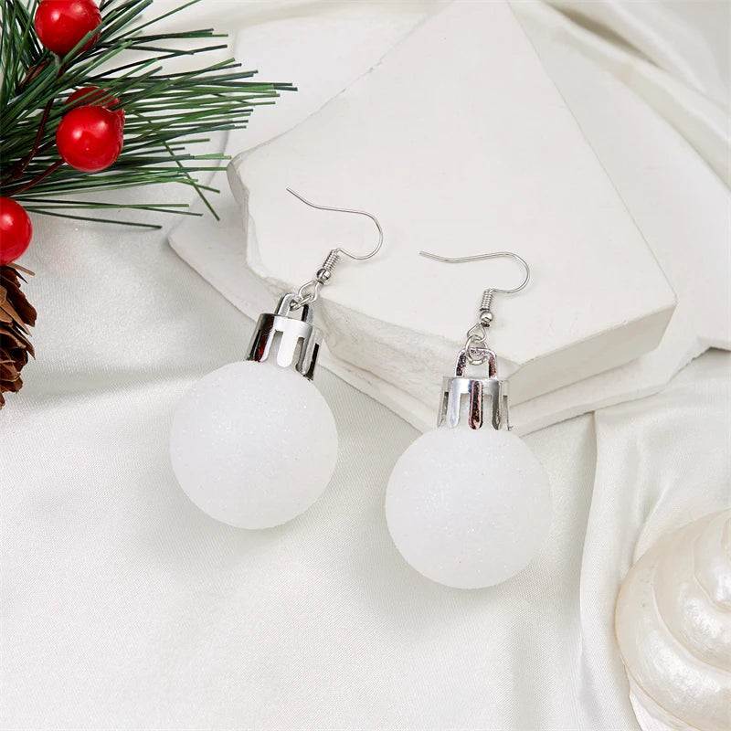 Christmas Colorful Light Bulb Ball Shaped Drop Earrings