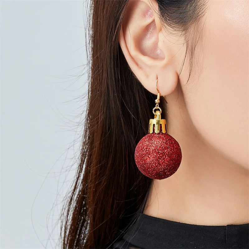 Christmas Colorful Light Bulb Ball Shaped Drop Earrings