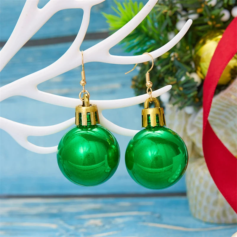 Christmas Colorful Light Bulb Ball Shaped Drop Earrings