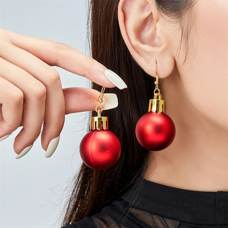 Christmas Colorful Light Bulb Ball Shaped Drop Earrings
