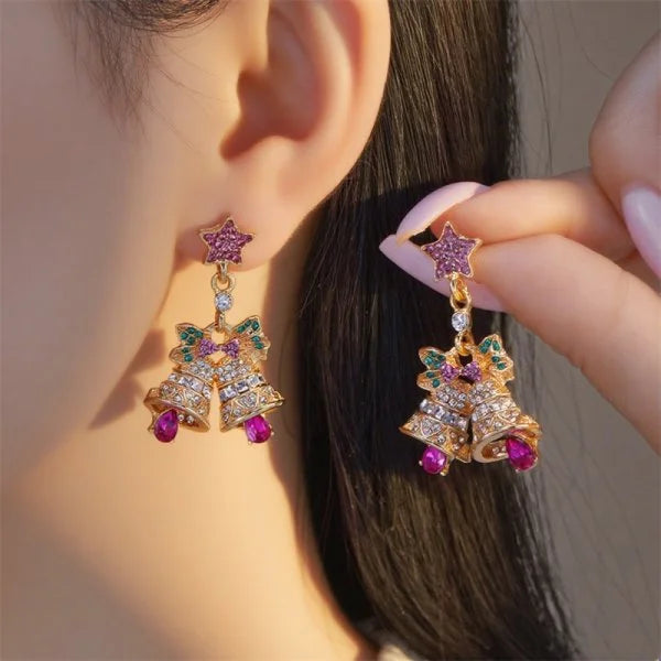 Christmas Tree Crystal Star Earrings