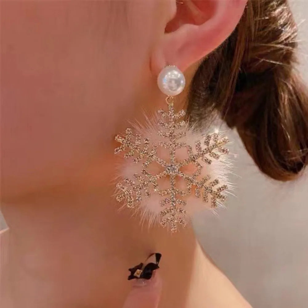 Glitter Snowflake Dangle Earrings