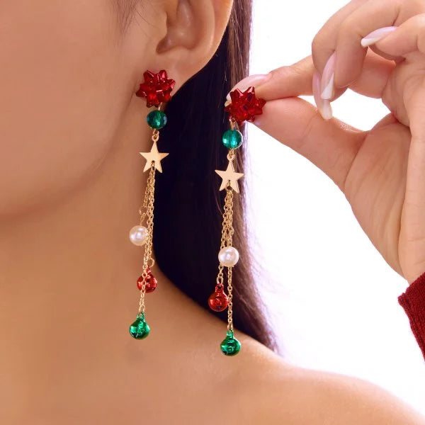 Christmas Tree Crystal Star Earrings