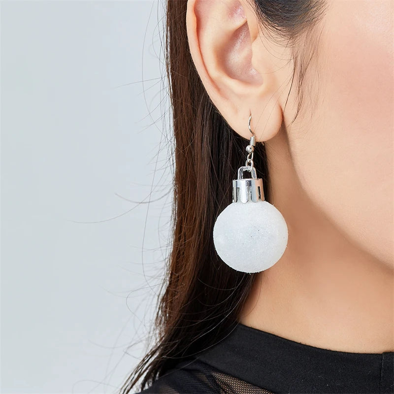 Christmas Colorful Light Bulb Ball Shaped Drop Earrings