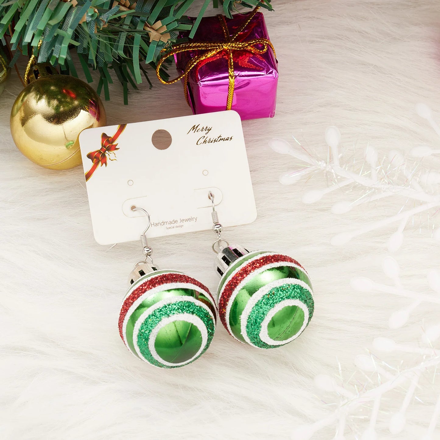 Christmas Colorful Light Bulb Ball Shaped Drop Earrings
