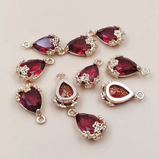 10PCS/SET Hollowed-out Plum Water Drop Pendant DIY Handmade Jewelry Findings