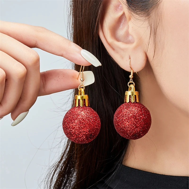 Christmas Colorful Light Bulb Ball Shaped Drop Earrings