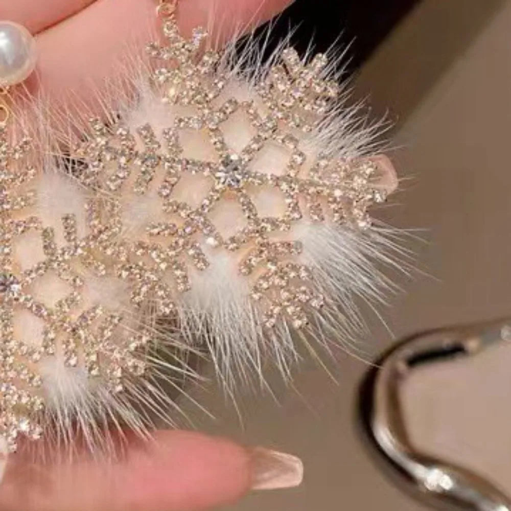 Glitter Snowflake Dangle Earrings