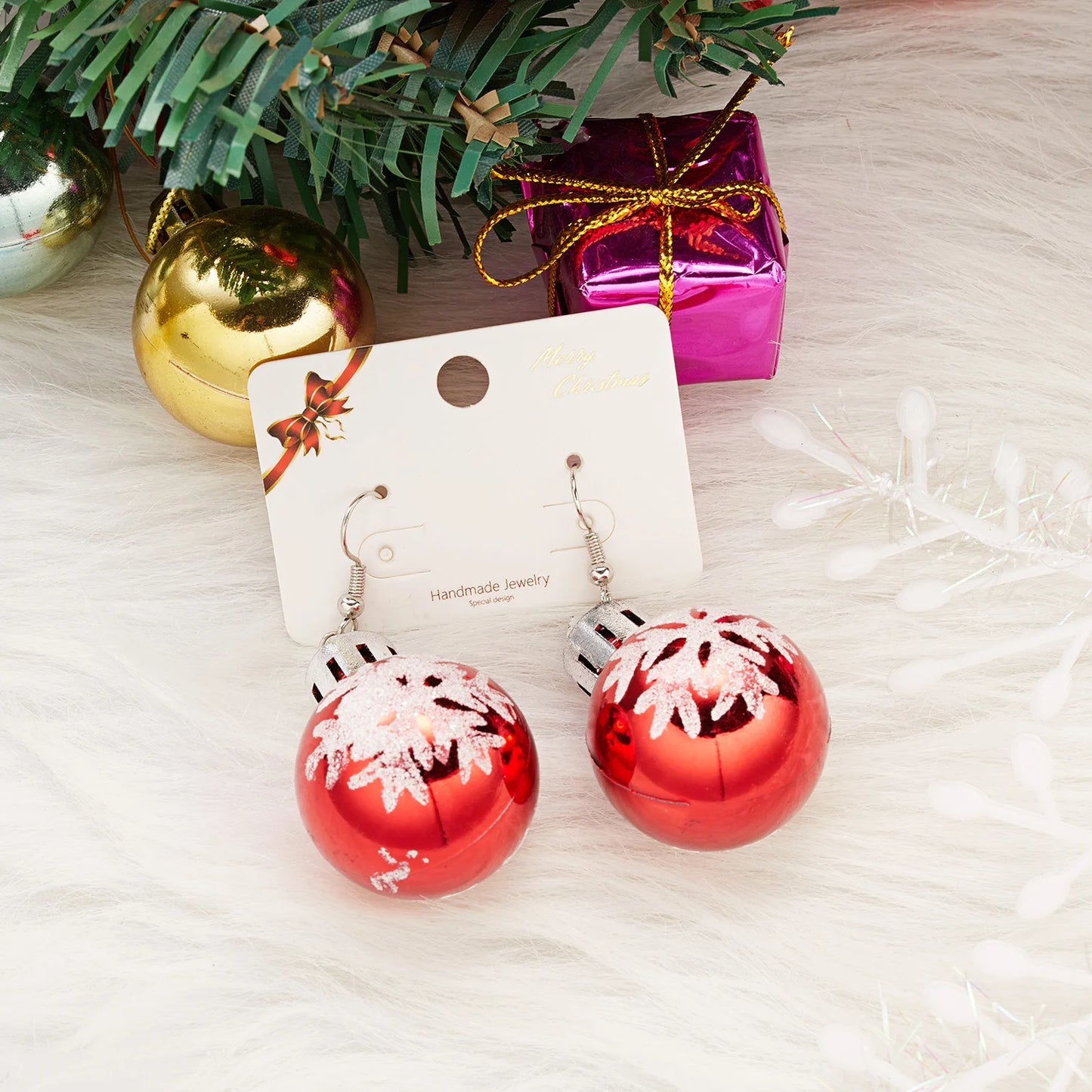 Christmas Colorful Light Bulb Ball Shaped Drop Earrings