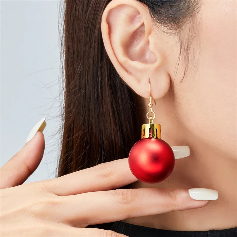 Christmas Colorful Light Bulb Ball Shaped Drop Earrings