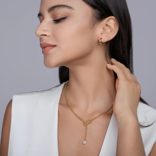 Moissanite Y-Shape Necklace, S925 Silver, 18K Gold Plated