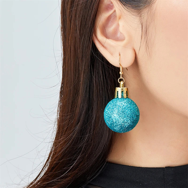 Christmas Colorful Light Bulb Ball Shaped Drop Earrings