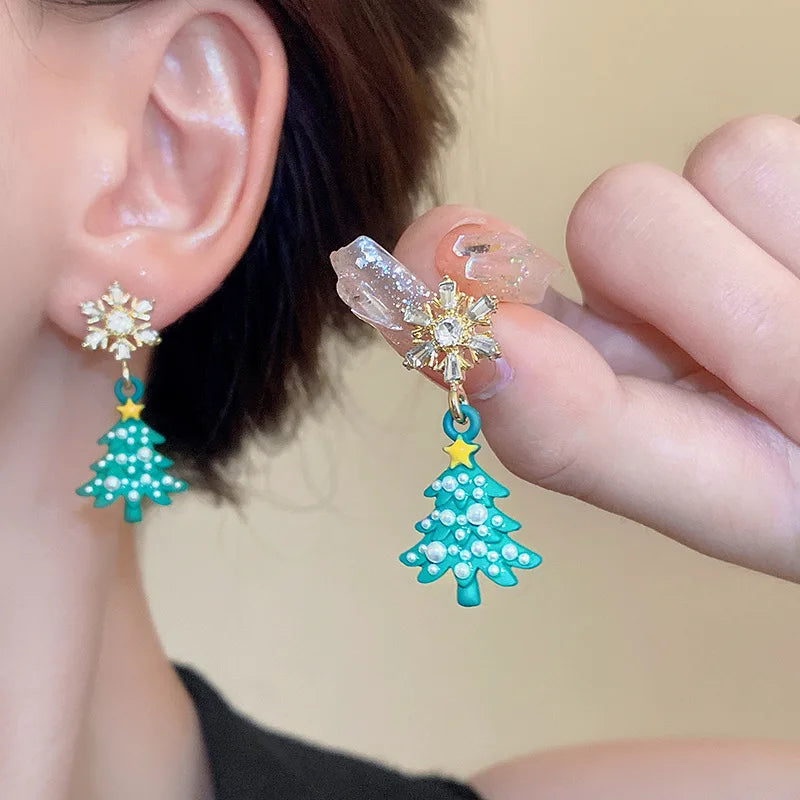 Glitter Snowflake Dangle Earrings