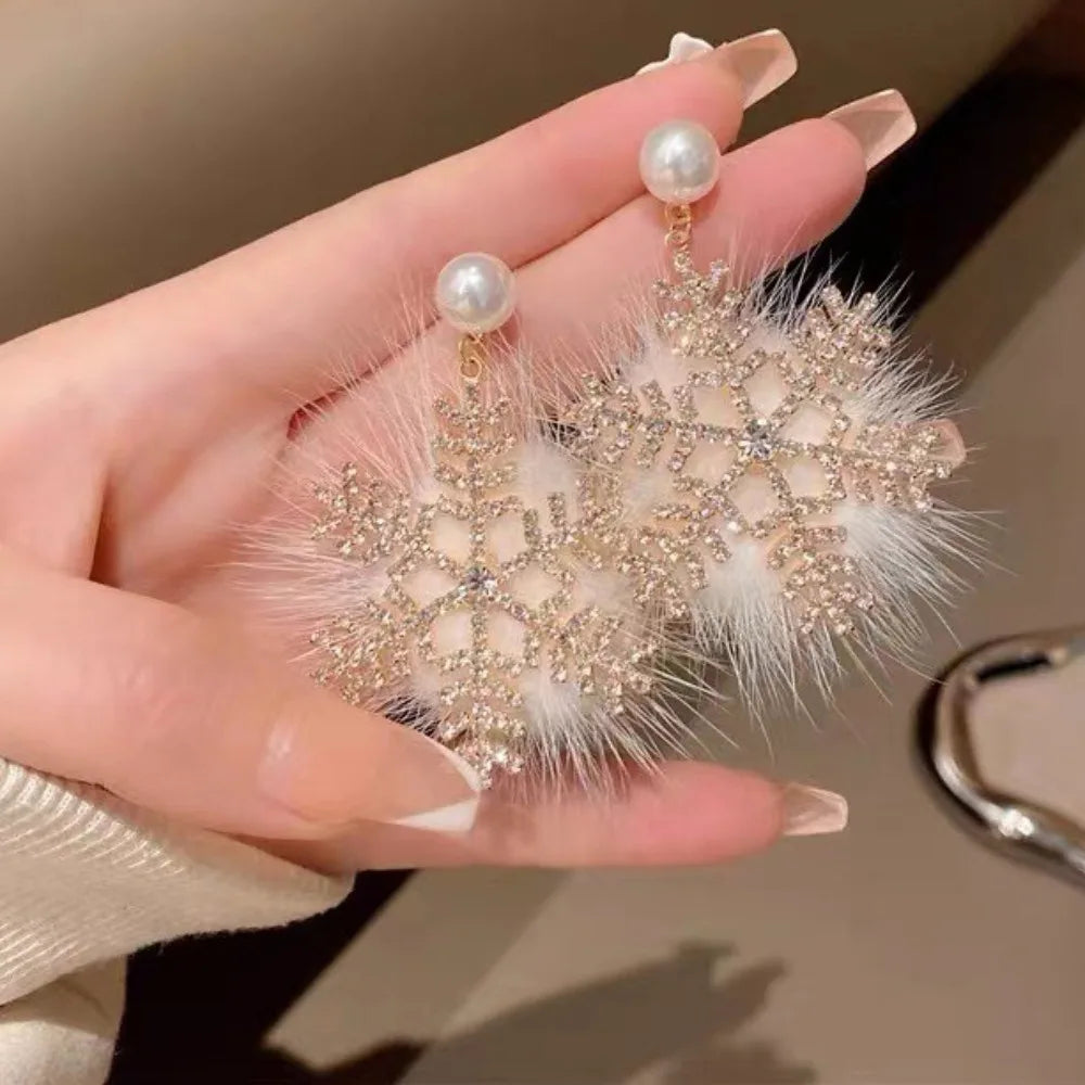 Glitter Snowflake Dangle Earrings