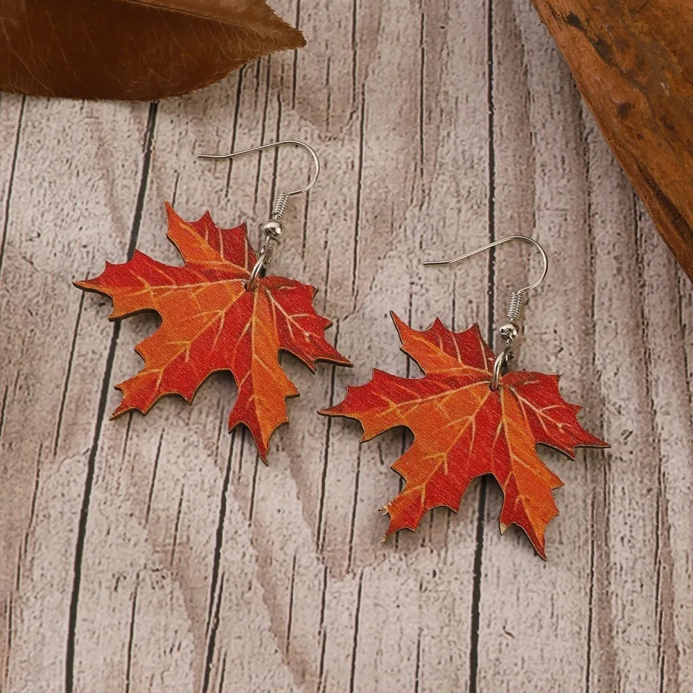 Wood Winter and Autumn Earrings