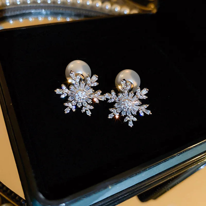 Glitter Snowflake Dangle Earrings