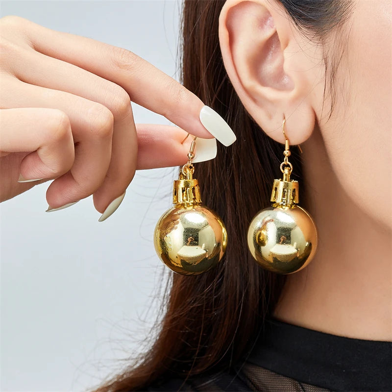 Christmas Colorful Light Bulb Ball Shaped Drop Earrings