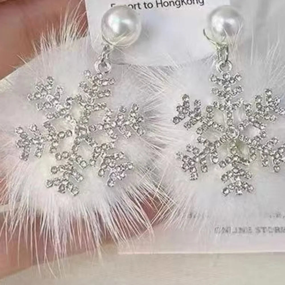 Glitter Snowflake Dangle Earrings