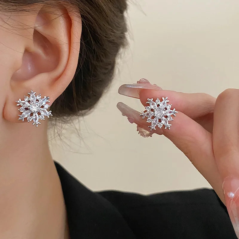 Glitter Snowflake Dangle Earrings
