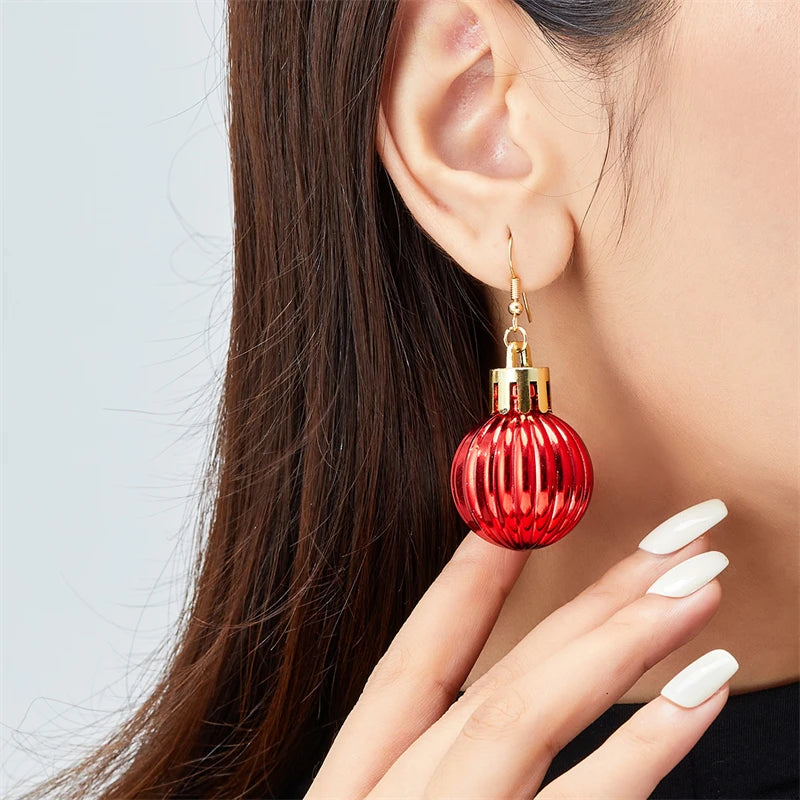 Christmas Colorful Light Bulb Ball Shaped Drop Earrings