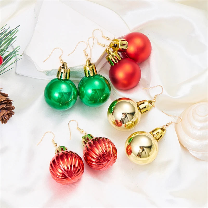 Christmas Colorful Light Bulb Ball Shaped Drop Earrings