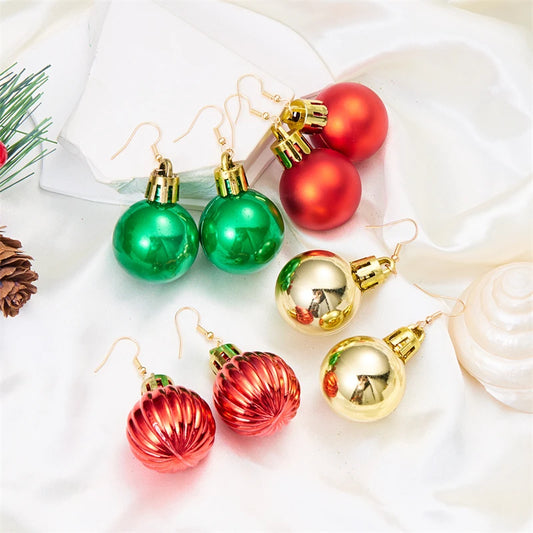 Christmas Colorful Light Bulb Ball Shaped Drop Earrings