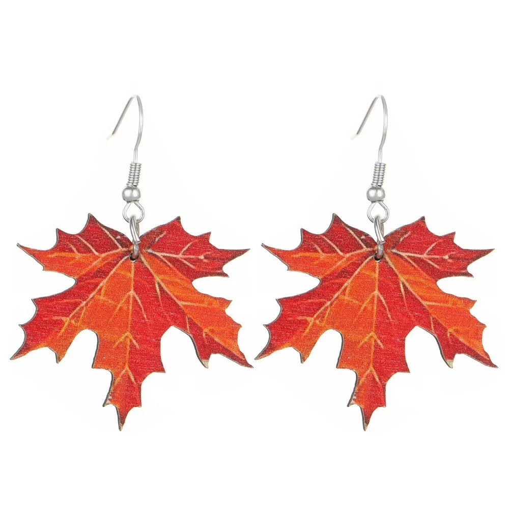 Wood Winter and Autumn Earrings