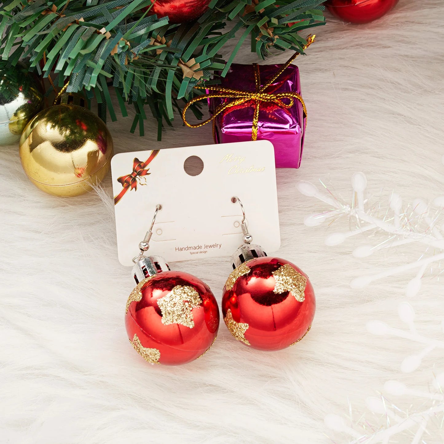 Christmas Colorful Light Bulb Ball Shaped Drop Earrings