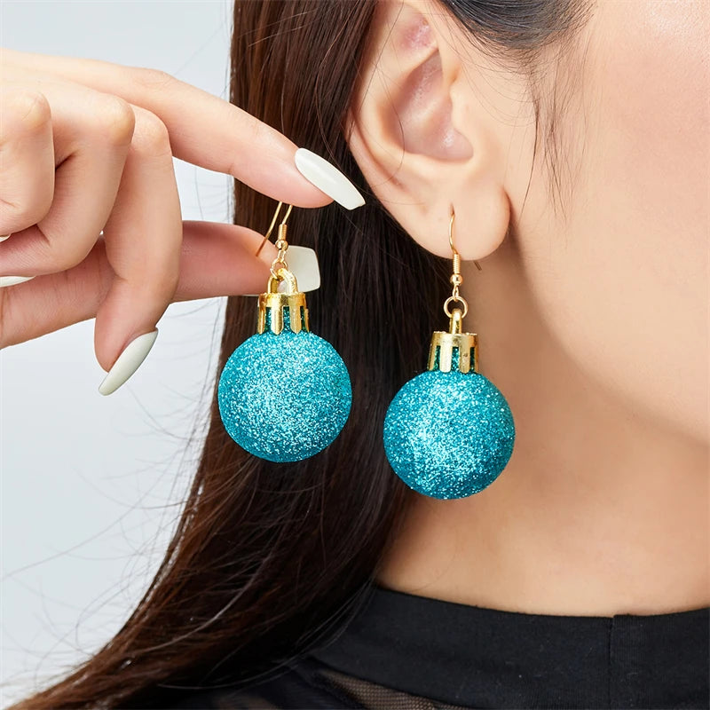 Christmas Colorful Light Bulb Ball Shaped Drop Earrings