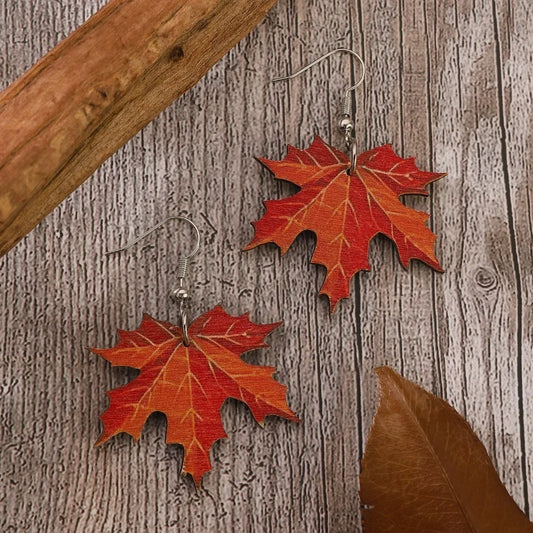Wood Winter and Autumn Earrings