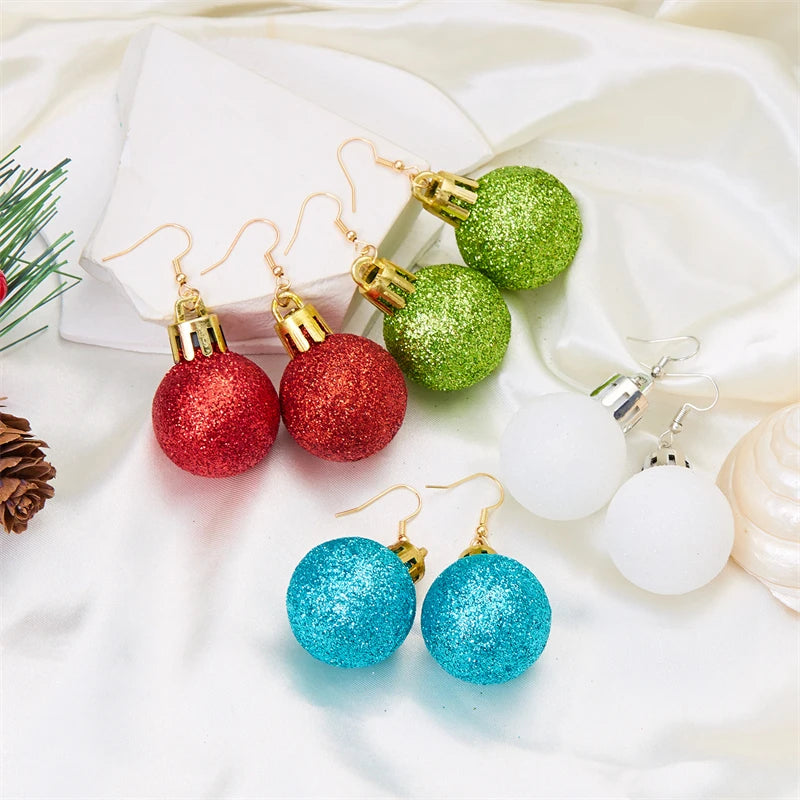 Christmas Colorful Light Bulb Ball Shaped Drop Earrings