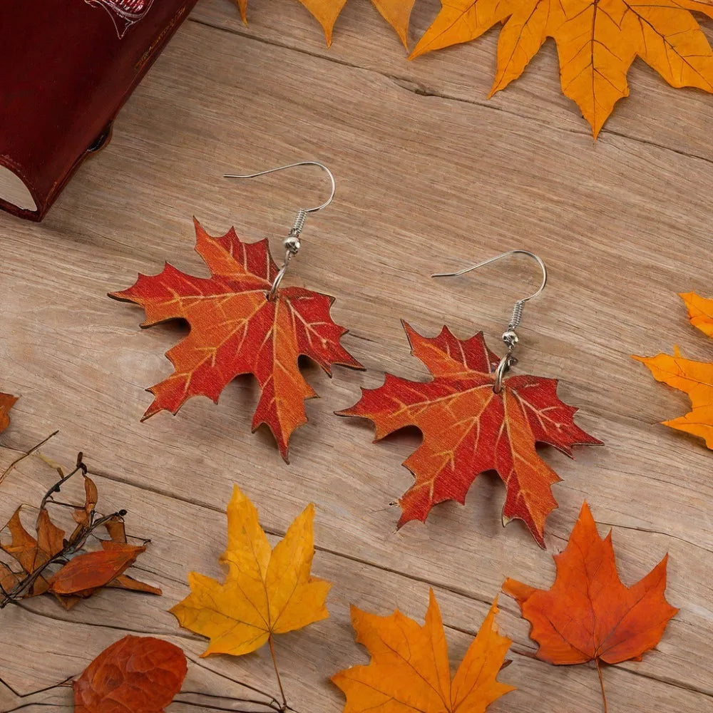 Wood Winter and Autumn Earrings